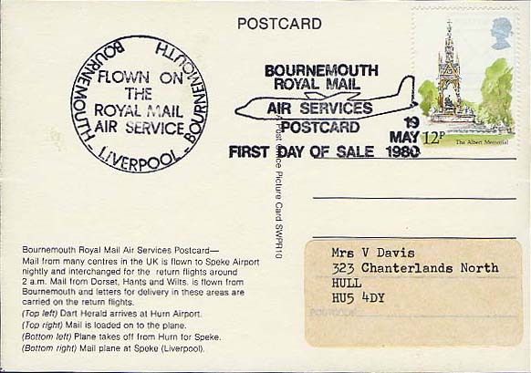 Bournemouth Royal Mail Air Services Postcard