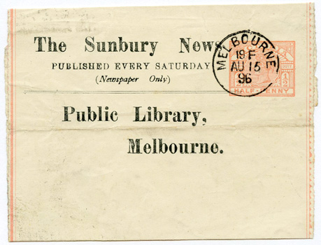 Sunbury News 1896  newspaper wrapper