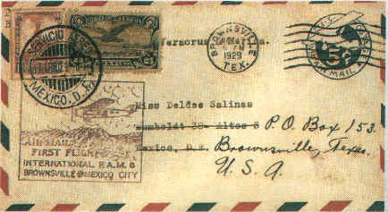 Fig. 3 Brownsville, Texas - Mexico City "Lost Mail Flight" cover