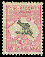Australia 10/- ten shilling grey and pink stamp SG 14