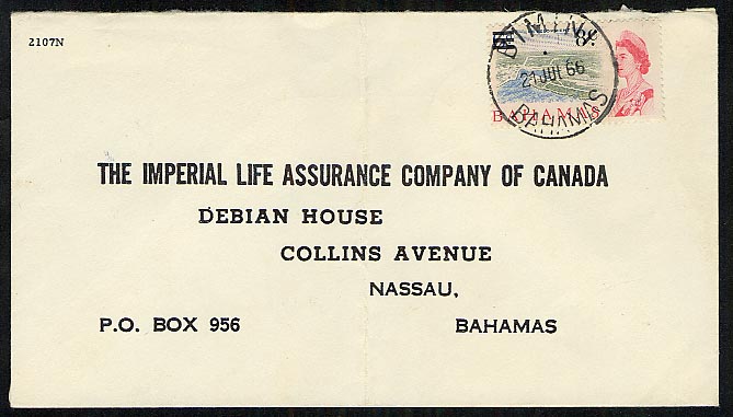 Bimini Bahamas 1966 postmark