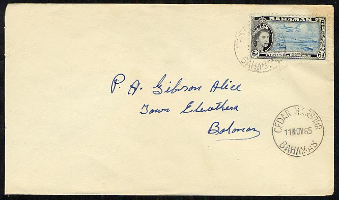 Cedar Harbour Bahamas 1965 postmark