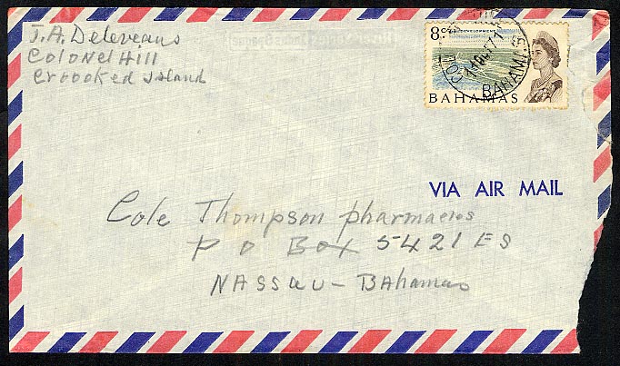 Colonel Hill Bahamas 1971 postmark