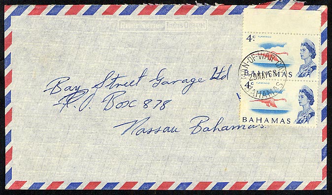 Man of War Cay Bahamas postmark 1968
