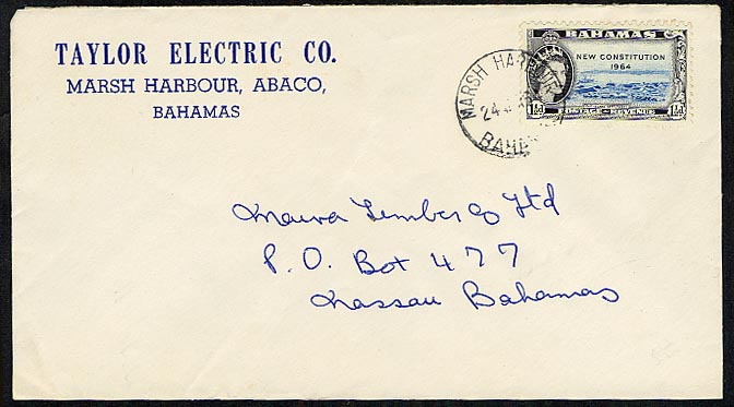 Marsh Harbour 1964 postmark