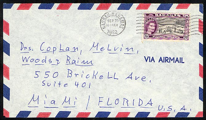 Nassau Bahamas 1962 machine cancel postmark