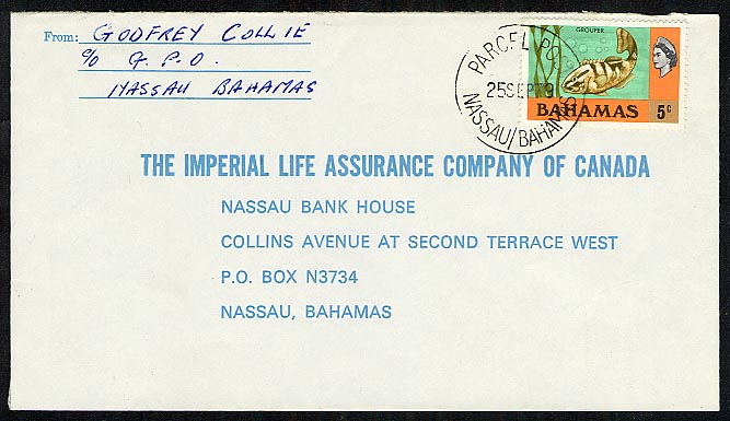 Nassau Bahamas Parcel Post postmark 1979