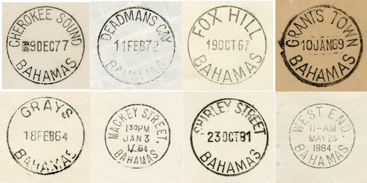 a selection of bahamas postmarks