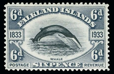 1933 Falkland Islands 6d Whale