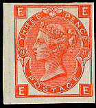 British Stamps - 3d plate 8 imperf